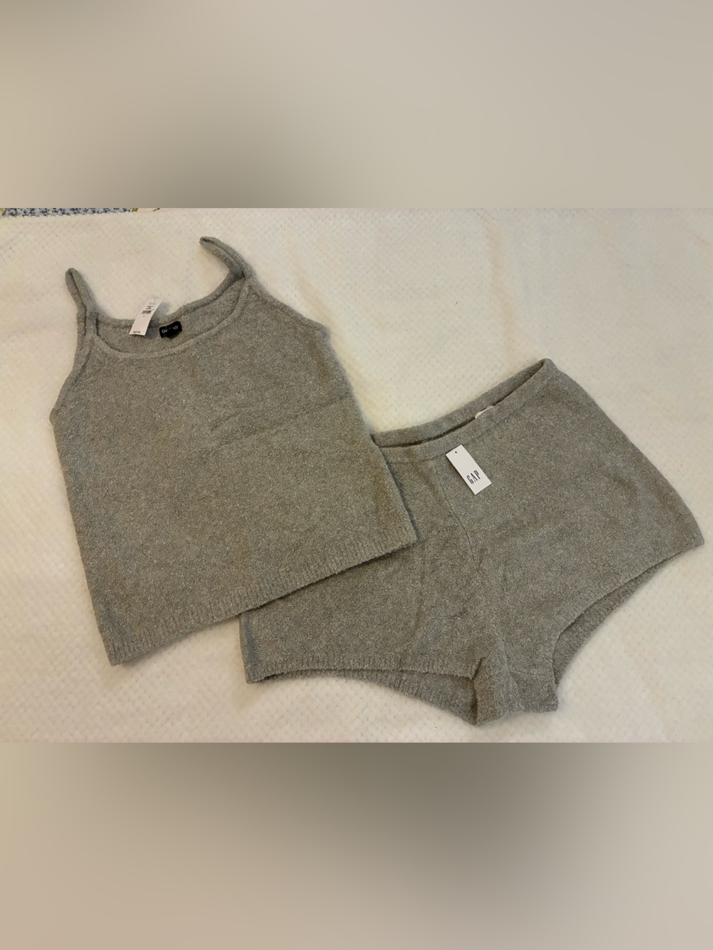 Women’s Gap Brand Cozy Knit Cami and Short Set - Gray Size Large